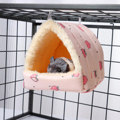 Hamster Nest Winter Warm Soft Mat Hangable Hamster House Small Animal Sleeping Bed Mini Pet Rabbit Squirrel Nest Guinea Pig Nest