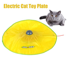 Electric Cat Toy Plate 4 Speeds Automatic Interactive Pet Toy For Cat Kitty Motion Undercover Mouse Fabric Moving Feather