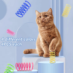 Cat Spring Toy , Cat Kittens Toys Plastic Coil Spiral Springs for Swatting, Biting, Hunting, and Active Healthy Play