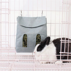 Hanging Pouch Feeder Hay Bag Holder Feeding Dispenser Container for Rabbit Guinea Pig Small Animals Pet