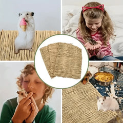 Handmade Woven Rabbit Grass Mat, Hamster Piggy Guinea Pig Hutch Pad, Rabbit Grass Nest, Pet Weaving Bed Mat And Chew Toy