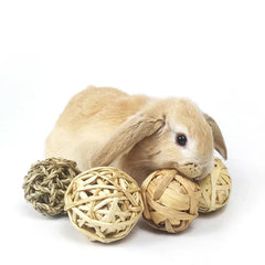7CM Chewing Braided Ball Guinea Pig Rabbit Hamster Small Animal Play Pet Interactive Chew Toy Natural Grass Ball New