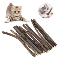 10pcs/lot Catnip Stick Pet Cat Molar Toys Natural Wood Polygonum Sticks Cleaning Teeth Relieve Boredom Snacks Chews Toys