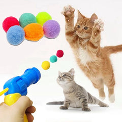 1 Set Cat Toy Interactive Pet Training Play Plush Toy Gun Funny Kitten Puppy Shooting Balls Games Pet Supplies Cat Accessories