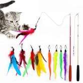 Pet Cat Toy with Bell Color Feather Toy Fishing Rod Replacement Head Feather Funny Cat Toy Cat Toys Interactive