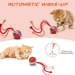 1/2PCS Smart Cat Toys Automatic Rolling Ball Fake Tail Rechargeable Electric Pet Interactive Toy Dog Cat Training Imitate Mouse
