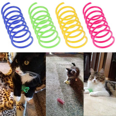 Cat Spring Toy , Cat Kittens Toys Plastic Coil Spiral Springs for Swatting, Biting, Hunting, and Active Healthy Play