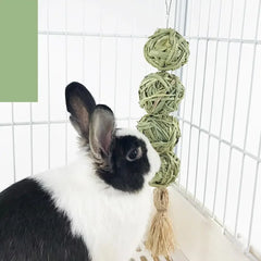 Pet Lapin Toy Natural Straw Ball Hanging String Rabbit Cleaningteeth Toys To Relieve Boredom Hamster Bunny Accessories Pet Items