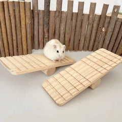 Natural Wooden Bridge Seesaw for Small Animal Mouse Bridge Hamster Rabbit Hammock Cage Climbing Platform Accessories