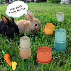 Small Animals Rabbits Toys Bunny Stacking Cups Bunny Hiding Food and Playing Toy Hamster Guinea Pig Nesting Toys