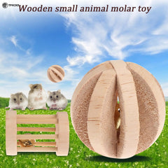 6Pcs/Set Pet Hamster Natural Wooden Chewing Toys Chinchilla Cage Accessories Rabbit Toys Wooden Dumbbell Exercise Bell Roller
