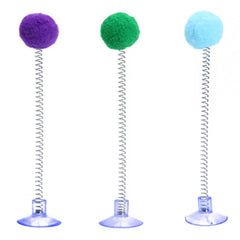Cute Cat Fur Ball Cute Cat Teaser Wand Pet Products Spring Toy Cat Interactive Toys with Suction Cup Scratcher Toy Cat Supplies
