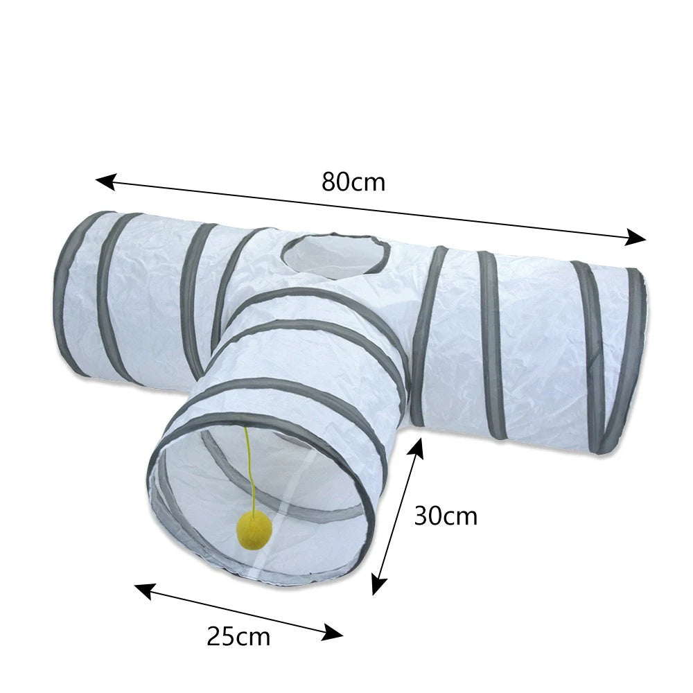 Pet Cat Tunnel Toys Foldable White Pet Cat Kitty Training Interactive Fun Toy For Cats Rabbit Animal Play Tunnel Tube